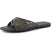 image:imageCUSHIONAIRE Lanky Strappy Sandals for Women Trendy MultiStrap Square Toe Flat Slide Womens Sandals with Cushioned FootbedKhaki