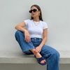 image:imageCUSHIONAIRE Lanky Strappy Sandals for Women Trendy MultiStrap Square Toe Flat Slide Womens Sandals with Cushioned FootbedNavy