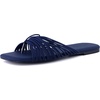 image:imageCUSHIONAIRE Lanky Strappy Sandals for Women Trendy MultiStrap Square Toe Flat Slide Womens Sandals with Cushioned FootbedNavy