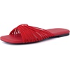 image:imageCUSHIONAIRE Lanky Strappy Sandals for Women Trendy MultiStrap Square Toe Flat Slide Womens Sandals with Cushioned FootbedRed
