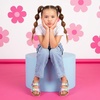 image:imageCUSHIONAIRE Lily Girl Toddler Sandals with Adjustable Gold Tone Star Buckles and Cushioned Cork Footbed Slip On Girls Slides for KidsMulti Woven