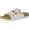 image:imageCUSHIONAIRE Lily Girl Toddler Sandals with Adjustable Gold Tone Star Buckles and Cushioned Cork Footbed Slip On Girls Slides for KidsWhite Stars
