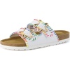 image:imageCUSHIONAIRE Lily Girl Toddler Sandals with Adjustable Gold Tone Star Buckles and Cushioned Cork Footbed Slip On Girls Slides for KidsWhite Woven
