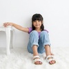 image:imageCUSHIONAIRE Lily Girl Toddler Sandals with Adjustable Gold Tone Star Buckles and Cushioned Cork Footbed Slip On Girls Slides for KidsWhite Woven