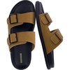 image:imageCUSHIONAIRE Alpha 100 Genuine Leather Mens Sandals Casual Slip On Flat Men Slides with Adjustable BucklesCamel