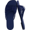 image:imageCUSHIONAIRE Lanky Strappy Sandals for Women Trendy MultiStrap Square Toe Flat Slide Womens Sandals with Cushioned FootbedNavy