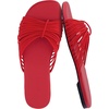 image:imageCUSHIONAIRE Lanky Strappy Sandals for Women Trendy MultiStrap Square Toe Flat Slide Womens Sandals with Cushioned FootbedRed