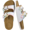 image:imageCUSHIONAIRE Lily Girl Toddler Sandals with Adjustable Gold Tone Star Buckles and Cushioned Cork Footbed Slip On Girls Slides for KidsWhite Woven