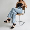 image:imageCUSHIONAIRE Chica Espadrille Wedge Sandals for Women Slip On Closed Toe Women Shoes with Elastic Straps and Stylish Everyday ComfortBlack