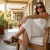 image:imageCUSHIONAIRE Chica Espadrille Wedge Sandals for Women Slip On Closed Toe Women Shoes with Elastic Straps and Stylish Everyday ComfortChocolate