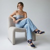 image:imageCUSHIONAIRE Chica Espadrille Wedge Sandals for Women Slip On Closed Toe Women Shoes with Elastic Straps and Stylish Everyday ComfortNavy