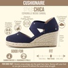 image:imageCUSHIONAIRE Chica Espadrille Wedge Sandals for Women Slip On Closed Toe Women Shoes with Elastic Straps and Stylish Everyday ComfortNavy