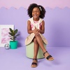 image:imageCUSHIONAIRE Clara Casual Flat Girls Sandals Adjustable Buckle Ankle Strap with Lightweight Cushioned Comfort Kids SandalsBlack