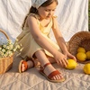 image:imageCUSHIONAIRE Clara Casual Flat Girls Sandals Adjustable Buckle Ankle Strap with Lightweight Cushioned Comfort Kids SandalsWhiskey