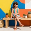 image:imageCUSHIONAIRE Clara Casual Flat Girls Sandals Adjustable Buckle Ankle Strap with Lightweight Cushioned Comfort Kids SandalsWhiskey