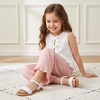 image:imageCUSHIONAIRE Clara Casual Flat Girls Sandals Adjustable Buckle Ankle Strap with Lightweight Cushioned Comfort Kids SandalsWhite