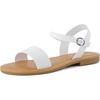 image:imageCUSHIONAIRE Clara Casual Flat Girls Sandals Adjustable Buckle Ankle Strap with Lightweight Cushioned Comfort Kids SandalsWhite