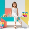 image:imageCUSHIONAIRE Clara Casual Flat Girls Sandals Adjustable Buckle Ankle Strap with Lightweight Cushioned Comfort Kids SandalsWhite