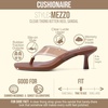 image:imageCUSHIONAIRE Mezzo Clear Strap Kitten Heels for Women Square Toe Flip Flop Sandal Heels with Memory Foam ComfortWhiskey