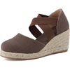 image:imageCUSHIONAIRE Chica Espadrille Wedge Sandals for Women Slip On Closed Toe Women Shoes with Elastic Straps and Stylish Everyday ComfortChocolate