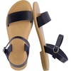 image:imageCUSHIONAIRE Clara Casual Flat Girls Sandals Adjustable Buckle Ankle Strap with Lightweight Cushioned Comfort Kids SandalsBlack