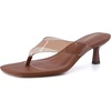 image:imageCUSHIONAIRE Mezzo Clear Strap Kitten Heels for Women Square Toe Flip Flop Sandal Heels with Memory Foam ComfortWhiskey