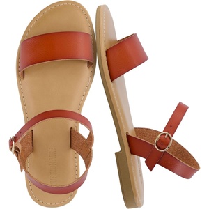 image:imageCUSHIONAIRE Clara Casual Flat Girls Sandals Adjustable Buckle Ankle Strap with Lightweight Cushioned Comfort Kids SandalsWhiskey