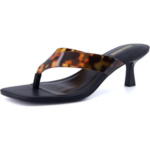 image:imageCUSHIONAIRE Mezzo Clear Strap Kitten Heels for Women Square Toe Flip Flop Sandal Heels with Memory Foam ComfortTortoise