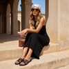 image:imageCUSHIONAIRE Caper Jelly Sandals for Women Comfortable Womens Slides with Cushioned Footbed and Wide Widths AvailableBlack