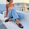 image:imageCUSHIONAIRE Caper Jelly Sandals for Women Comfortable Womens Slides with Cushioned Footbed and Wide Widths AvailableTortoise