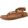 image:imageCUSHIONAIRE Era Rope Thong Strappy Sandals for Women Flat Minimalist Sandals Women Footwear with Adjustable Ankle SupportCognac