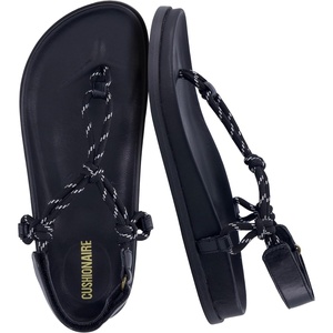 image:imageCUSHIONAIRE Era Rope Thong Strappy Sandals for Women Flat Minimalist Sandals Women Footwear with Adjustable Ankle SupportBlack