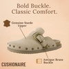 image:imageCUSHIONAIRE Bronco Slip On Mule Womens Shoes  Genuine Suede Leather Clogs with Adjustable Buckle and Studded Detailing Stylish Fall Shoes for WomenBiscuit