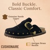 image:imageCUSHIONAIRE Bronco Slip On Mule Womens Shoes  Genuine Suede Leather Clogs with Adjustable Buckle and Studded Detailing Stylish Fall Shoes for WomenBlack