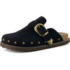 image:imageCUSHIONAIRE Bronco Slip On Mule Womens Shoes  Genuine Suede Leather Clogs with Adjustable Buckle and Studded Detailing Stylish Fall Shoes for WomenBlack