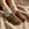 image:imageCUSHIONAIRE Bronco Slip On Mule Womens Shoes  Genuine Suede Leather Clogs with Adjustable Buckle and Studded Detailing Stylish Fall Shoes for WomenBrown