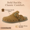 image:imageCUSHIONAIRE Bronco Slip On Mule Womens Shoes  Genuine Suede Leather Clogs with Adjustable Buckle and Studded Detailing Stylish Fall Shoes for WomenChestnut