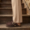 image:imageCUSHIONAIRE Bronco Slip On Mule Womens Shoes  Genuine Suede Leather Clogs with Adjustable Buckle and Studded Detailing Stylish Fall Shoes for WomenChocolate