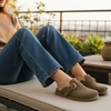 image:imageCUSHIONAIRE Bronco Slip On Mule Womens Shoes  Genuine Suede Leather Clogs with Adjustable Buckle and Studded Detailing Stylish Fall Shoes for WomenMoss