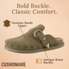 image:imageCUSHIONAIRE Bronco Slip On Mule Womens Shoes  Genuine Suede Leather Clogs with Adjustable Buckle and Studded Detailing Stylish Fall Shoes for WomenMoss