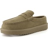 image:imageCUSHIONAIRE Ollie Cozy Genuine Suede Clogs for Women Comfortable SlipOn Mule Loafers with Faux Fur Lining Memory Foam Cushioning and Durable Rubber SoleMoss