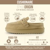 image:imageCUSHIONAIRE Origin Genuine Suede Mule Clogs for Women Cozy SlipOn Moc Toe Loafer with Buckle and Faux Fur Cushioned FootbedBiscuit