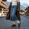 image:imageCUSHIONAIRE Origin Genuine Suede Mule Clogs for Women Cozy SlipOn Moc Toe Loafer with Buckle and Faux Fur Cushioned FootbedBrown