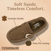 image:imageCUSHIONAIRE Origin Genuine Suede Mule Clogs for Women Cozy SlipOn Moc Toe Loafer with Buckle and Faux Fur Cushioned FootbedBrown