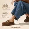 image:imageCUSHIONAIRE Origin Genuine Suede Mule Clogs for Women Cozy SlipOn Moc Toe Loafer with Buckle and Faux Fur Cushioned FootbedBrown