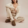 image:imageCUSHIONAIRE Origin Genuine Suede Mule Clogs for Women Cozy SlipOn Moc Toe Loafer with Buckle and Faux Fur Cushioned FootbedBrown