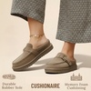image:imageCUSHIONAIRE Origin Genuine Suede Mule Clogs for Women Cozy SlipOn Moc Toe Loafer with Buckle and Faux Fur Cushioned FootbedMoss