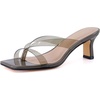 image:imageCUSHIONAIRE Shana Clear Jelly Strap Heels for Women Flared Kitten Heel Slide with Cushioned Footbed and Split ToeSmoke
