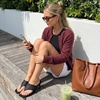 image:imageCUSHIONAIRE Spryte Flared Kitten Heels for Women Square Toe Thong Heeled Sandals with Woven Braided Strap and Slip On Mule StyleBlack