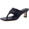 image:imageCUSHIONAIRE Spryte Flared Kitten Heels for Women Square Toe Thong Heeled Sandals with Woven Braided Strap and Slip On Mule StyleBlack